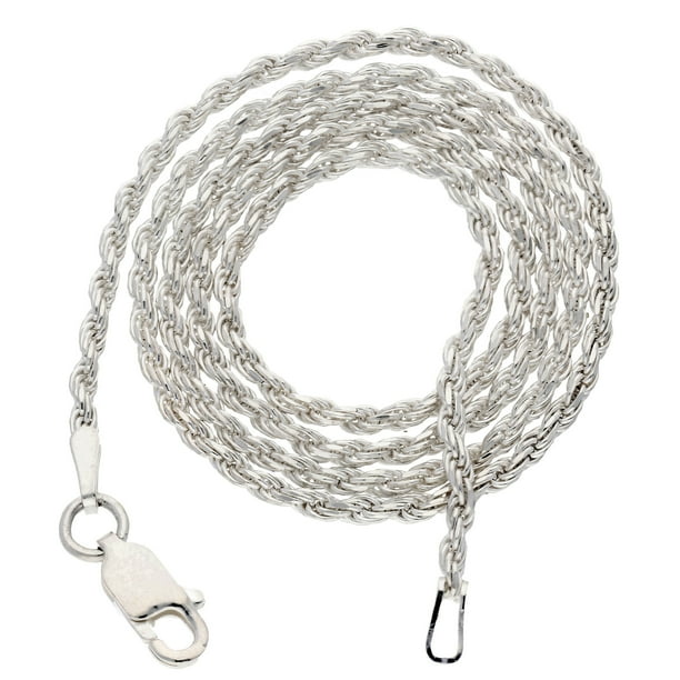 Silver Insanity 2mm Sterling Silver DiamondCut Rope Chain Necklace