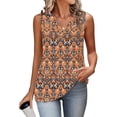 thumbnail image 5 of Tank Top for Women V Neck Sleeveless Fashion Vintage Loose Fit Graphic Leaf Print Lightweight Breathable Summer Top, 5 of 6