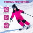 thumbnail image 2 of Kids One Piece Snow Suit Lightweight Insulated Ski Suit Windproof Hooded Snowsuit for Kids, 2 of 8