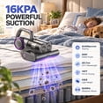 thumbnail image 3 of FEPPO Mattress Vacuum Cleaner, 16Kpa Corded Bed Vacuum Cleaner with 253.7nm UV-C Light, 140°F Heat, HEPA Filter & Ultrasonic, 500W Powerful Handheld Vacuums for Bed, Sofa, Couch, Crib (Black), 3 of 9