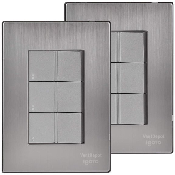 Interruptores Modulares Inoxium3ESilver 2Pzas Apagador Escalerax3 125-250VCA 10A 50/60Hz Plateado Acero Inoxidable/PC.