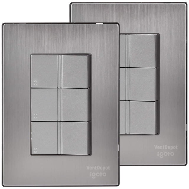 Interruptores Modulares Inoxium3ESilver 2Pzas Apagador Escalerax3 125-250VCA 10A 50/60Hz Plateado Acero Inoxidable/PC.