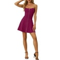 thumbnail image 1 of INSPIRE CHIC Robe pour Femme Fermeture Éclair Apparente devant Sans Bretelles Bal Mini Ligne A Robe Tube TP Rose Violet, 1 of 6