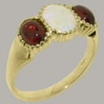 thumbnail image 2 of LBG British Made 9k Yellow Gold Genuine Natural Opal & Garnet Womens Statement Ring - 33 size options - Size 5.5, 2 of 6