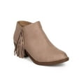 thumbnail image 1 of Soda DH34 Women Suede Almond Toe Vertical Fringe Western Ankle Bootie, 1 of 5
