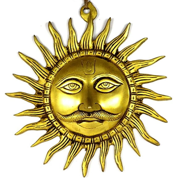 ASHIRWAD Brass Surya Dev Devta Sun God Bhagwan Wall Hanging Home Decor Statue Idol Vastu Positivity (10.0 inches)