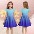 thumbnail image 4 of Generic Girl's Gradient Color Dress Ruffle Flutter Sleeve Summer Sundress Casual Pleated Knee Length Dresses for 3-14 Years, 4 of 6