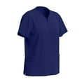 thumbnail image 3 of HAJWOH Womens Scrubs Sets Stretchy Nurse Uniform Short Sleeve V Neck Scrub Top & Jogger Pants Solid Color Scrubs Sets with Multi Pockets Dark Blue XL, 3 of 8