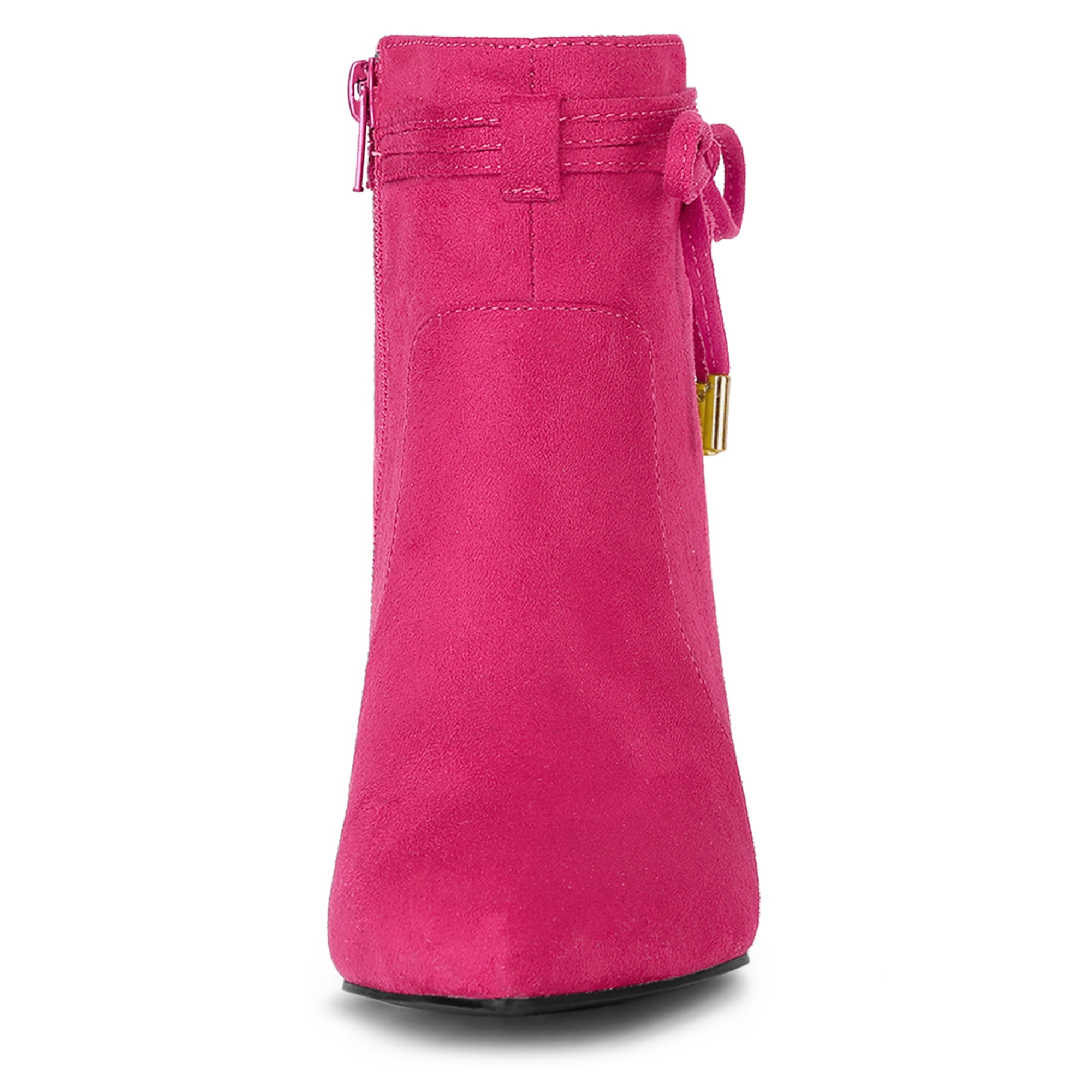 DARING DIVA Pointed Toe Chunky Heel Zipper Ankle Boots Hot Pink 6