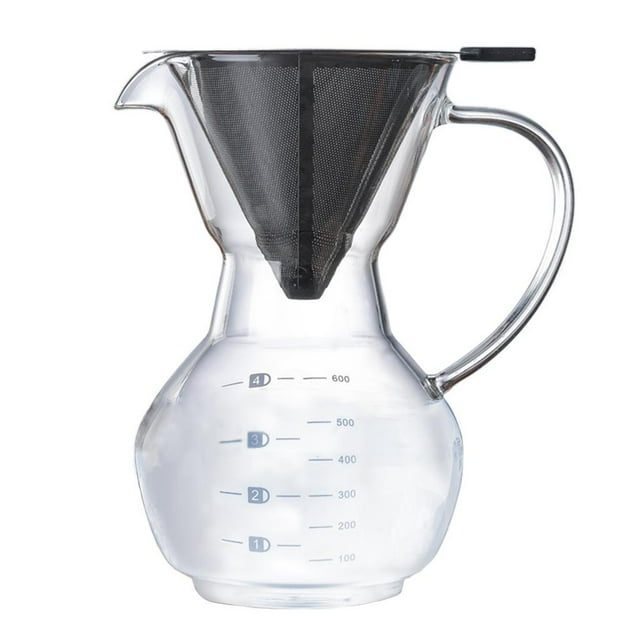 GUOOL Coffee Maker 300ml/600ml Glass Coffee Pot&Coffee Brewer with Stainless Steel