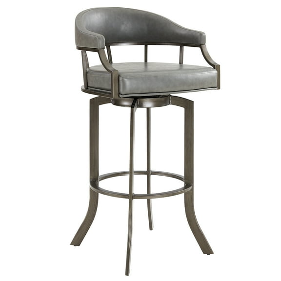 Edy Swivel 30" Mineral Finish and Gray Faux Leather Bar Stool