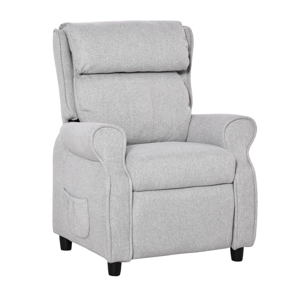Kids Recliner Sofa with Footrest - Light Grey Childrens Couch for Ages 3-5 - Nursery Furniture - 120° Recline - Side Pocket