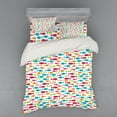 thumbnail image 2 of Fish Duvet Cover Set, Colorful Silhouettes of Fish Pattern Nautical Illustration with Simplistic Animals, Bedding Set with Shams and Fitted Sheet, 3 Sizes, by Ambesonne, 2 of 3