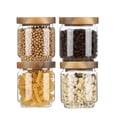 thumbnail image 1 of Juego de 4 frascos de vidrio Homtop de 450 ml con tapas de madera de acacia, 1 of 8