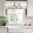 thumbnail image 3 of Bunny Easter Rod Pocket Curtain Valance, Spring Floral Eggs Eucalyptus Leaves Weeping Farmhouse Window Valance for Living Room, Bedroom, Kitchen 42"W x 18"L, 3 of 9