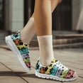 thumbnail image 3 of COEQINE Paw Colorful Wood Grain Tennis Shoes for Women Girls, Cat Dog Puppy Footprint Sneakers Lightweight Athletic Work Shoes Breathable Footwear for Jogging Climbing Hiking, 3 of 7