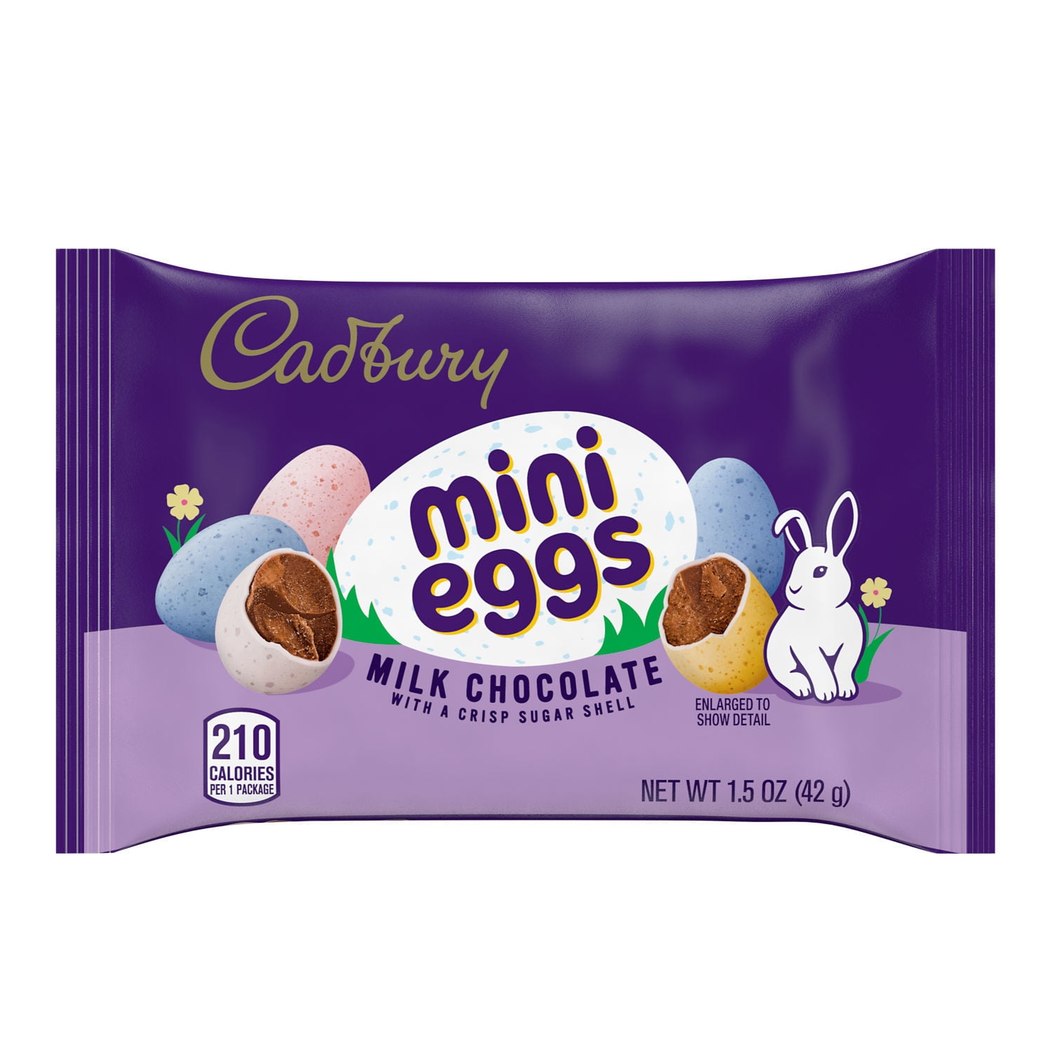 CADBURY, MINI EGGS Milk Chocolate with a Crisp Sugar Shell Candy, Easter, 1.5 oz, Bag