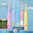 thumbnail image 2 of Cepillo de dientes eléctrico para niños con dibujos animados para niños con cabezal de repuesto ultrasónico IPX7 impermeable recargable cepillo de dientes sónico OFK, 2 of 5