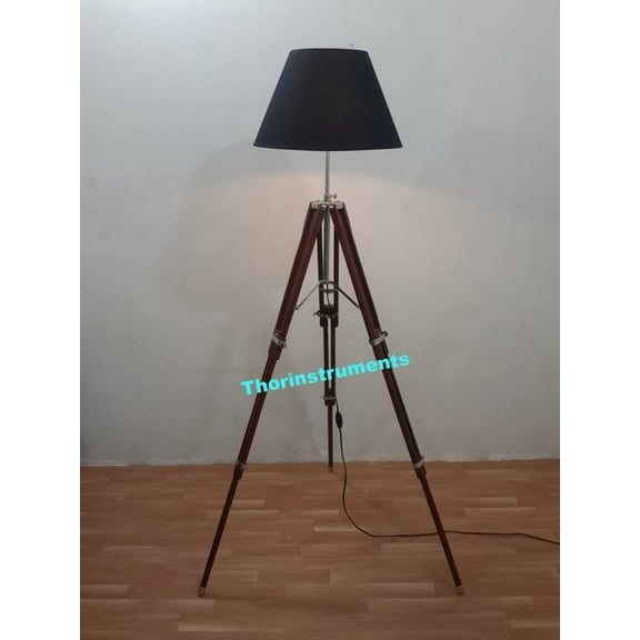 Vintage Chrome Tripod Floor Lamp Style Corner Brown Tripod Lamp Stand