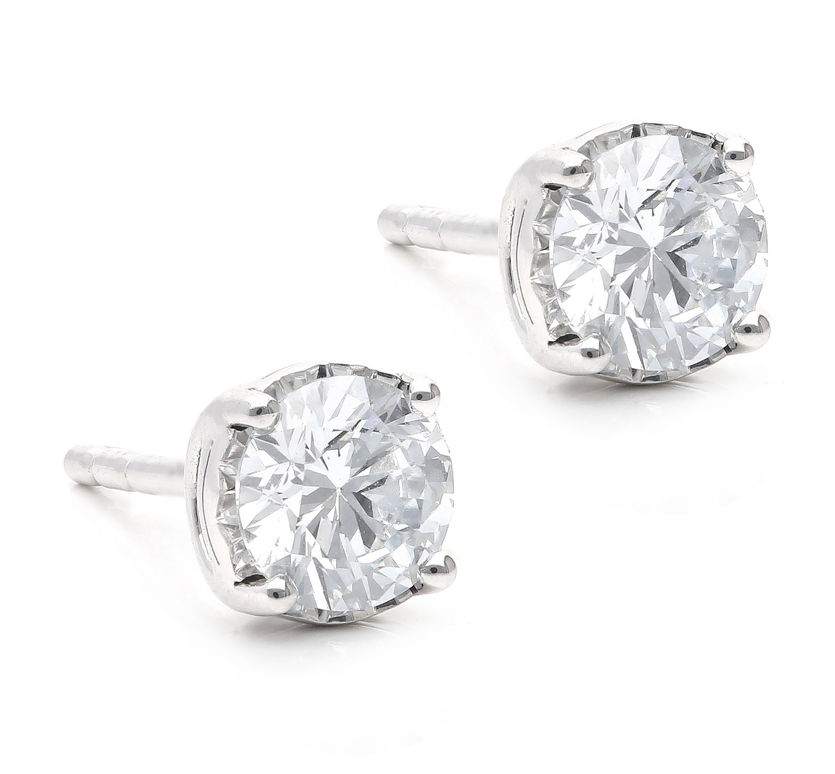 Brilliance Fine Jewelry 1 Carat Lab Grown Diamond Solitaire Stud Earring in Sterling Silver (HIJ, SI-I1)