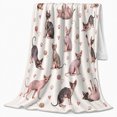 thumbnail image 2 of Playful Sphynx Cat Lovers Pink Paw Print Yarn, Playful Pet Portrait Pattern, Warm Flannel Blanket for Living Room and Reading Nook, Cat Lovers Friendship Gift, Pet Lover Home Decor, 2 of 9