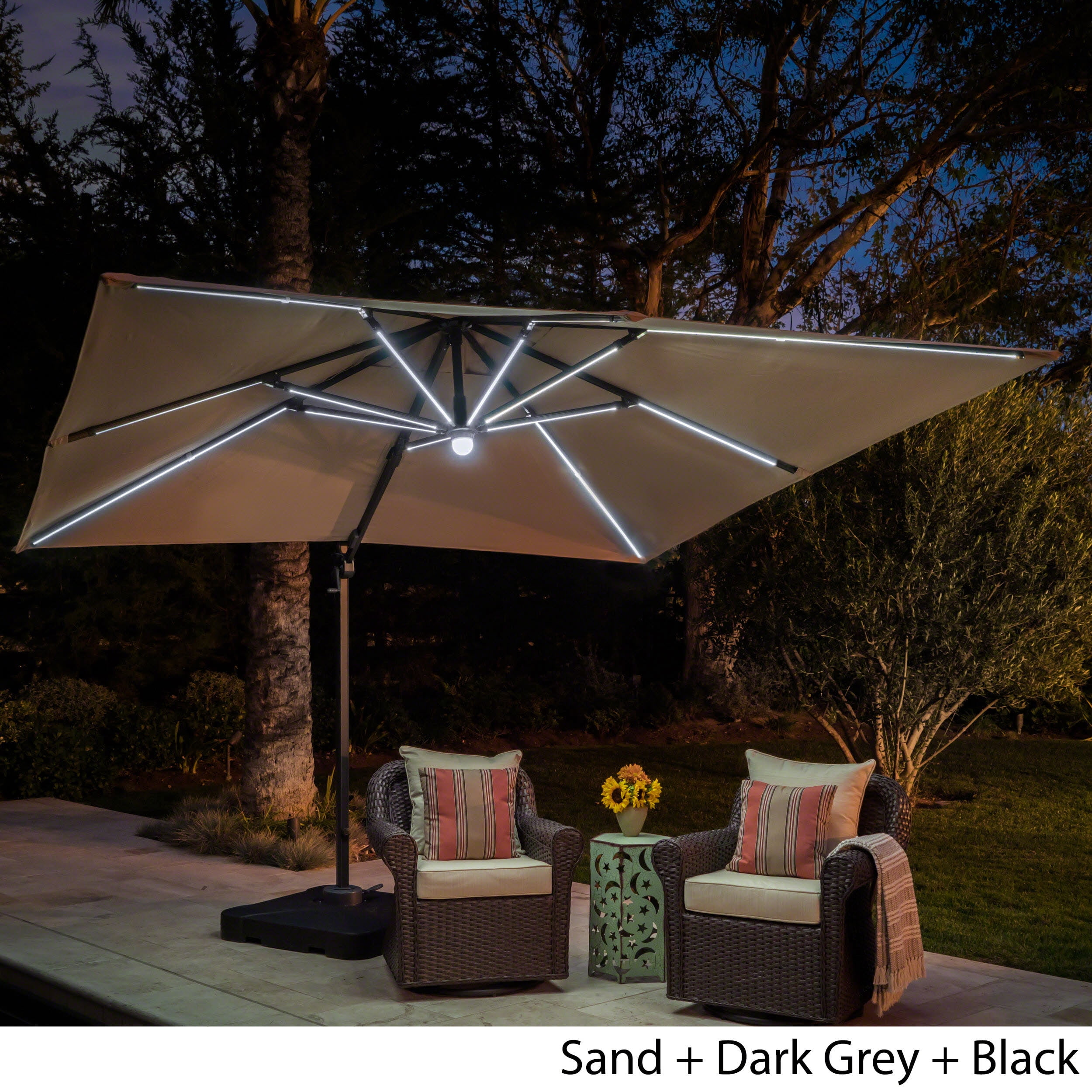 Sonoma Outdoor Canopy With Solar Light Stip And Aluminum Pole With Base Sand Walmart Com Walmart Com