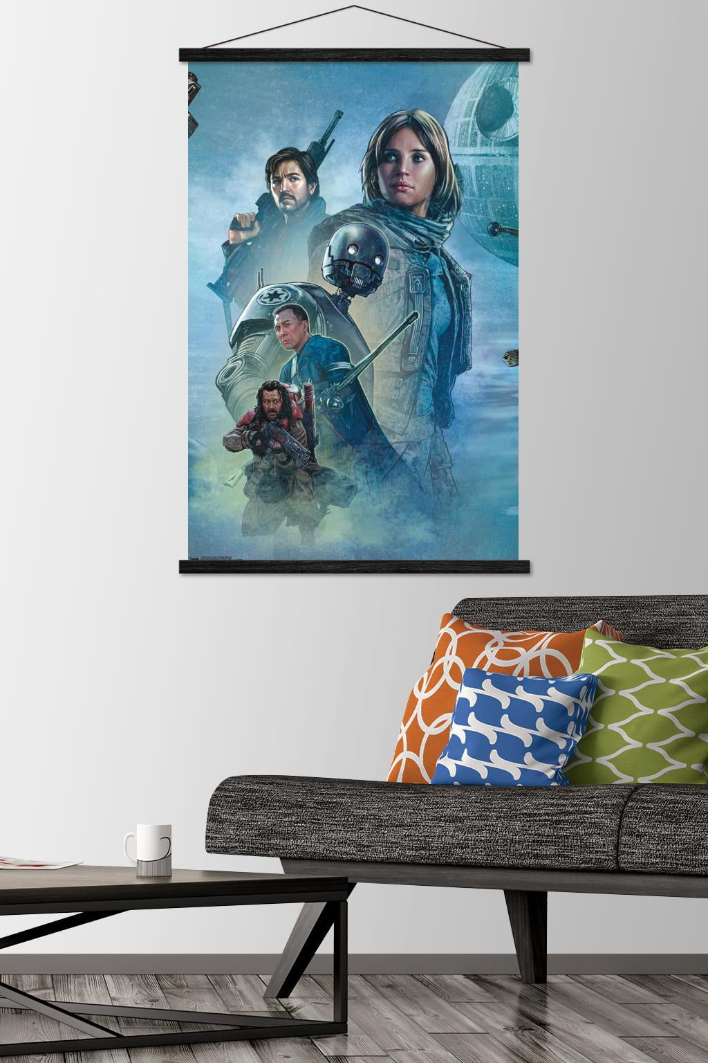 Star Wars: Rogue One - Celebration Mural Wall Poster with Wooden Magnetic Frame, 22.375" x 34"