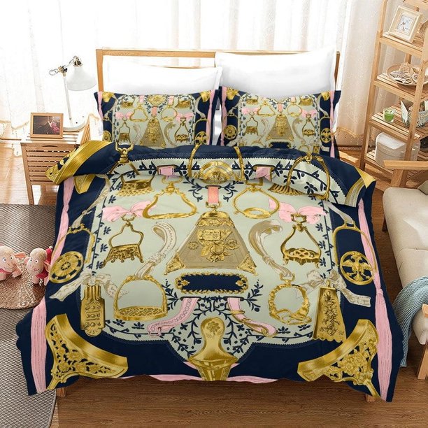3D Europea de Oro Floral Funda de edredón Juego de ropa de cama Fundas de almohada 96