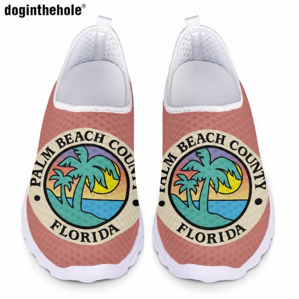 Doginthehole West Palm Beach Florida - Zapatos planos informales con estampado para mujer, nuevos zapatos de malla ligeros y transpirables para verano, zapatos deportivos para exteriores
