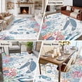 thumbnail image 6 of Sea Turtle Washable Living Room Rugs 5'x8', Watercolor Seaweed Fish Coral Seahorse White Letter Texture Low Pile Throw Large Area Rug Non-Slip Sturdy Edge Binding Carpet for Kitchen Office, 6 of 9