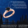 thumbnail image 2 of Gem Stone King 18K Rose Gold Plated Silver Black Onyx 3-Stone Engagement Ring for Women (0.90 Cttw, Round 6MM, Gemstone December Birthstone, Size 7), 2 of 6