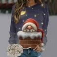 thumbnail image 3 of Chandail en Molleton de Noël pour Femmes Imprimé Mode Pull Col Rond Pull Chaud Manches Longues Fermeture Cardigan Veste Mi-Longue Vacances Xmas Outwear, 3 of 4