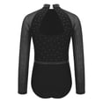 thumbnail image 4 of TTAO Kids Girls Sparkly Figure Ice Skating Leotards Long Sleeve Solid Color Gymnastics Unitard Bodysuit Black 8, 4 of 5
