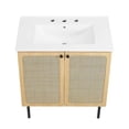 thumbnail image 6 of Modway Chaucer 30" Wood & Rattan Bathroom Vanity in Oak/White, 6 of 16