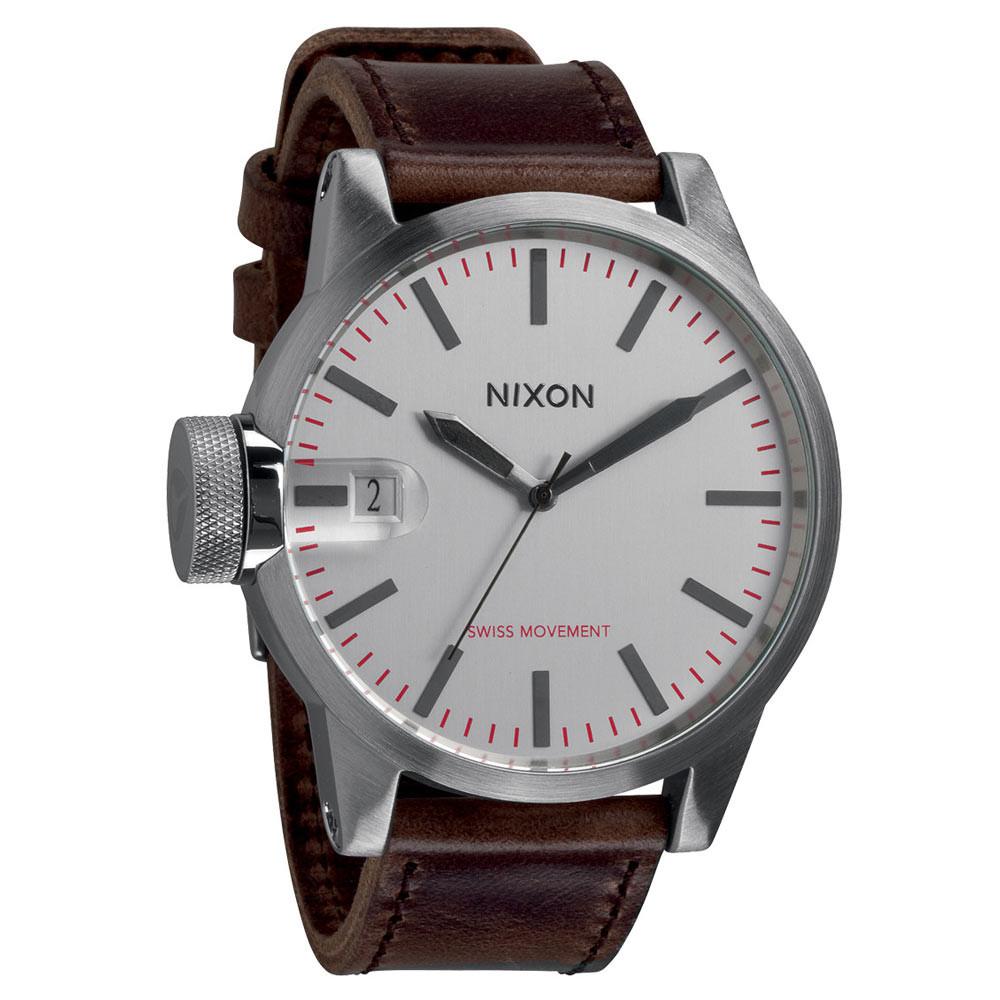 Nixon Men's A1271113 The Chronicle Lefty White Dial Brown Leather Strap  Watch