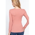 thumbnail image 4 of Saronite Basic Ribbed Knit Scoop Neck Long Sleeve Thermal Top, Pink (Women's), 4 of 4