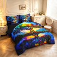 thumbnail image 2 of Homewish Colorful Nature Tree 7-Piece King Bedding,Night Starry Sky King Bed in a Bag,Navy,Black Reversible, 2 of 8