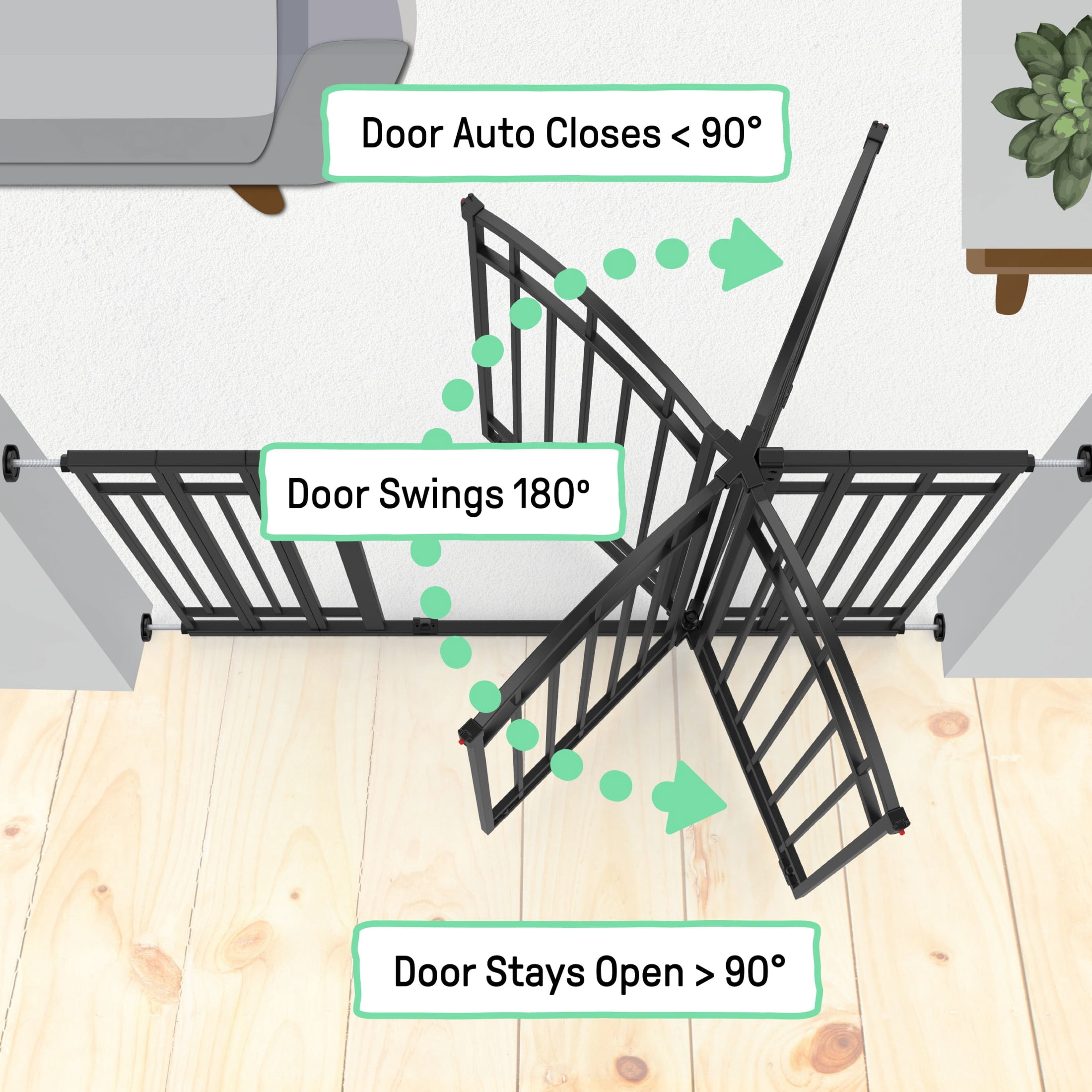 Ingenuity The Doorway 48W Series Safety Pet and Baby Gate, 28.5'-48' Wide, 36' Tall - Black