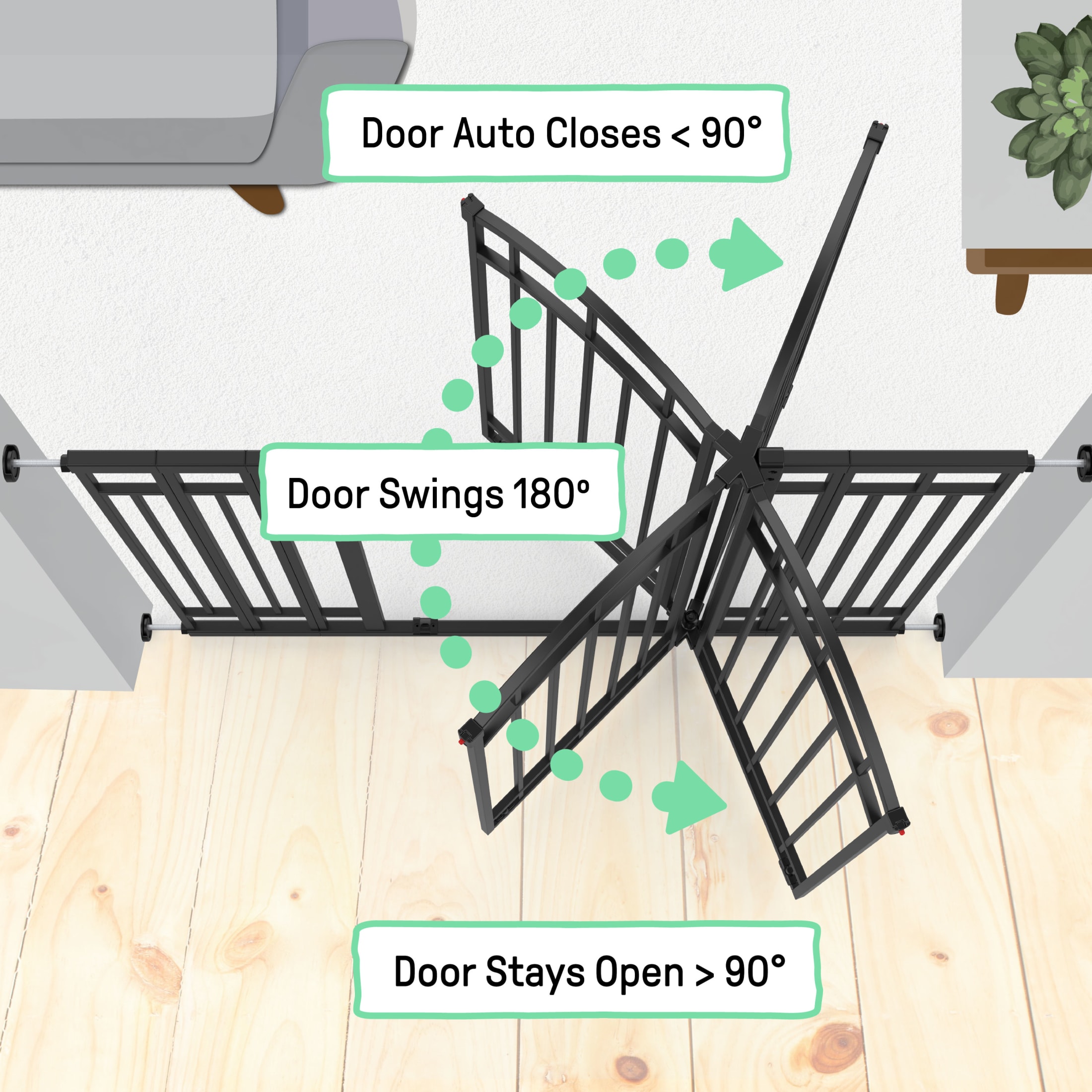 Ingenuity The Doorway 48W Series Safety Gate, Black photo 7