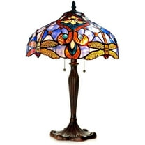 Pemberly Row Tiffany-style 2 Light Dragonfly Table Lamp 17" Shade