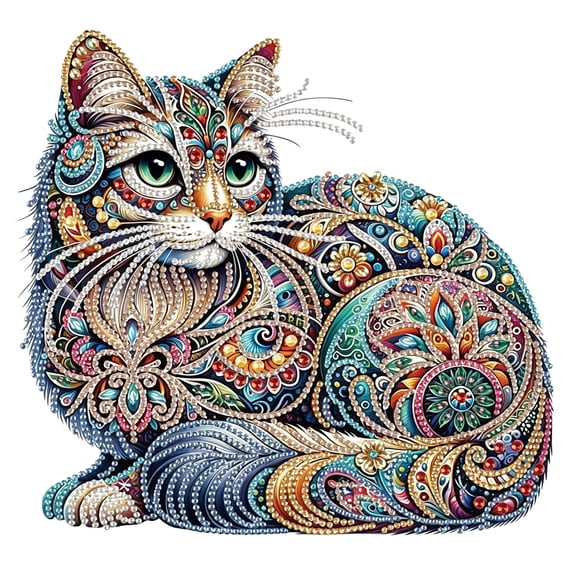 CCOCC 5D Special Shape Diamond Art Kits for Beginners,Diamond Painting Kits for Adults Cat,Crystal Rhinestones Diamond Painting for Home Wall Decoration Gift 12×12Inch/30×30Cm,Animal
