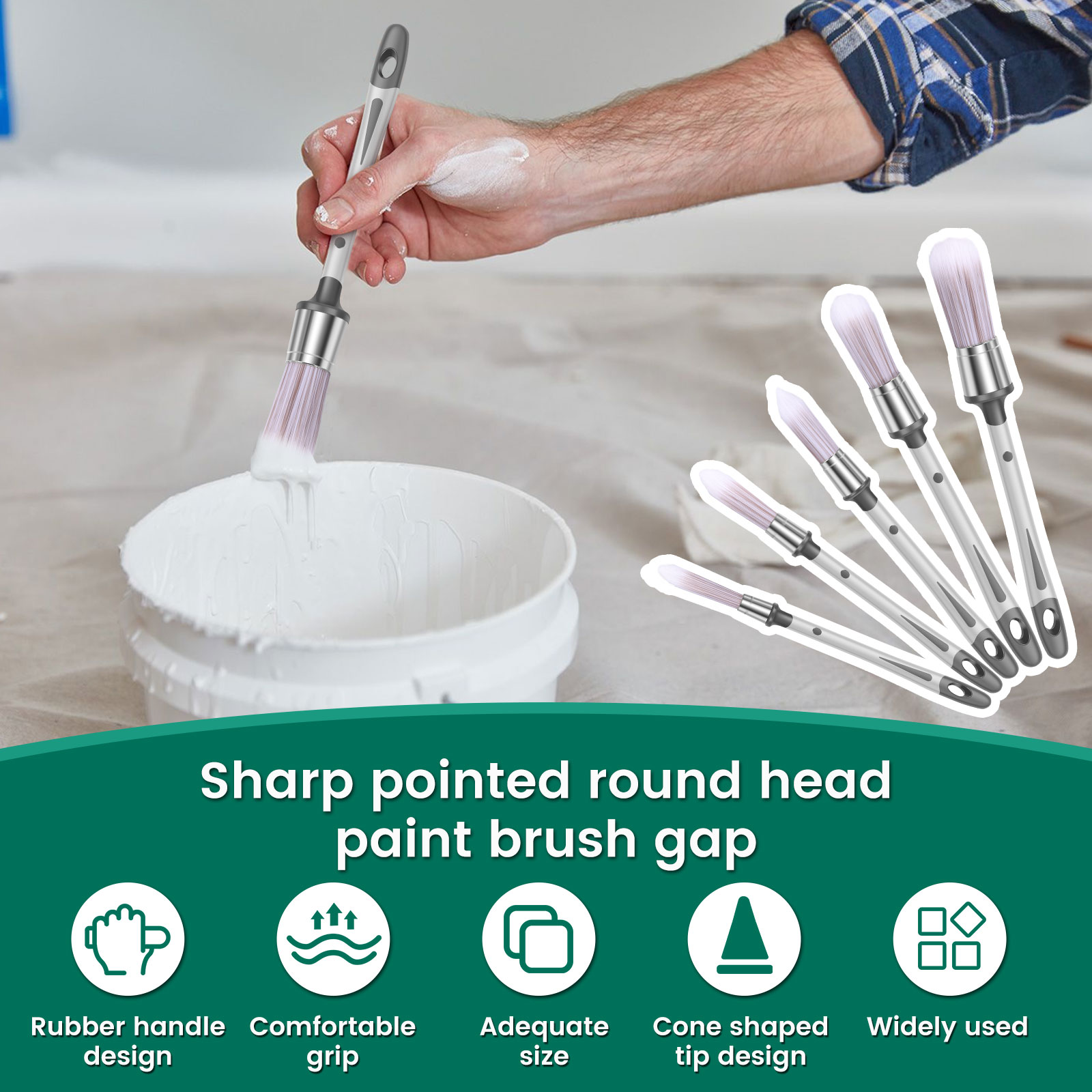 14Pcs Trim Paint Brush for Painting Walls 0.38/0.52/0.6/0.8/0.96 inch Precise Control Edge Painting Tools Multiple Size Small Paint Brushes for Wall Door
