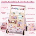 thumbnail image 5 of Baby Push Walker, Wooden Baby Walking Toys for 1 Year Old, Adjustable Speed Walker for Baby Boy Girls, Unicorn Toddler Walker, Montessori Walker Toy, Sit to Stand Walker with Baby Activity Center, 5 of 8