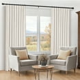 thumbnail image 2 of 100% Blackout Faux Linen Curtains for Livingroom Bedroom W50 X L108,2 Panels Set Thermal Insulated Curtains With Free 20 Ring Clips - Beige, 2 of 9