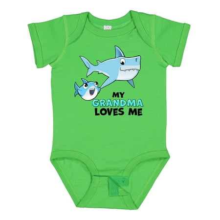 

Inktastic My Grandma Loves Me with Cute Sharks Gift Baby Boy or Baby Girl Bodysuit
