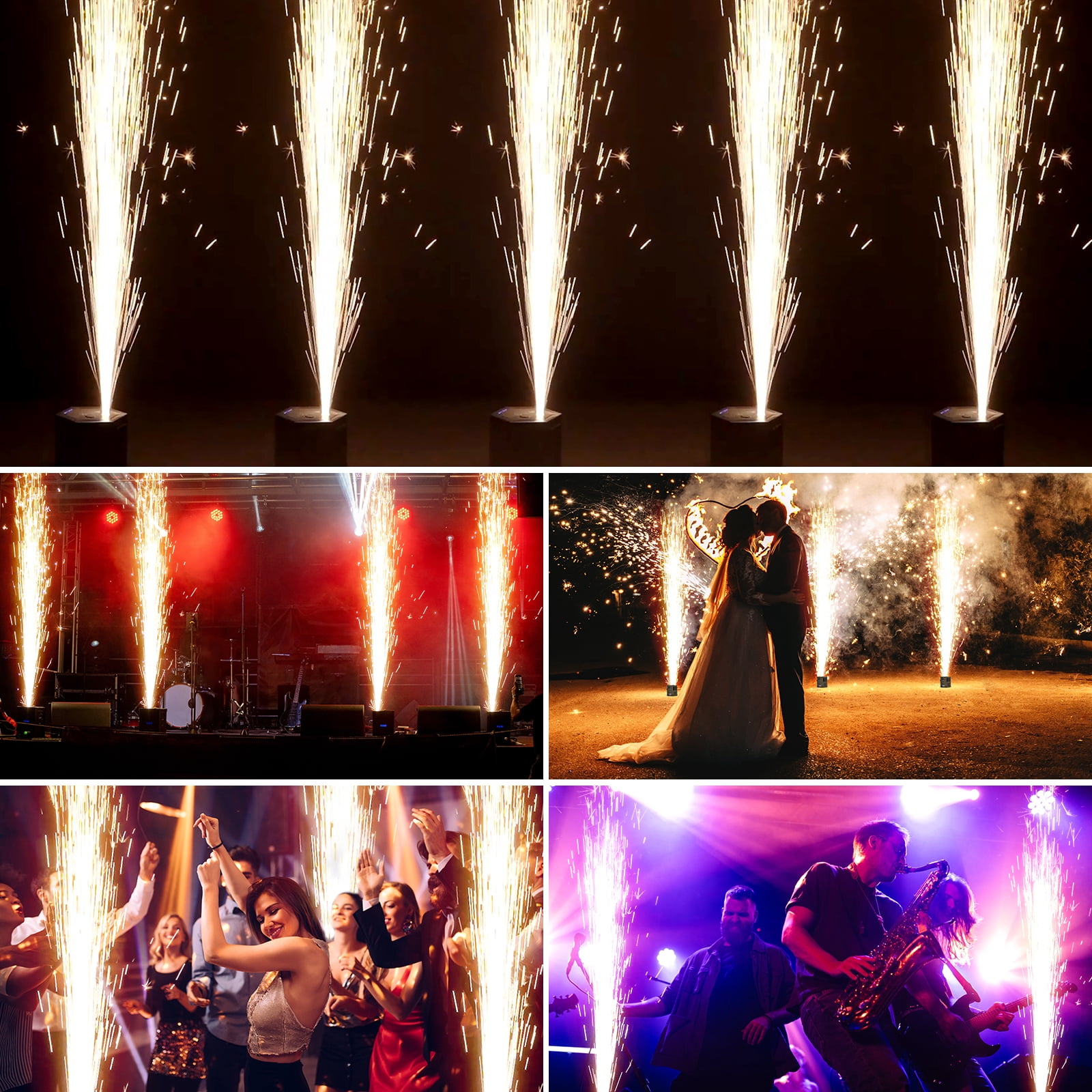 2Pack 1200W RGB LED Cold Spark Machine Firework Machine Stage Effect DMX for Wedding Party (Black)