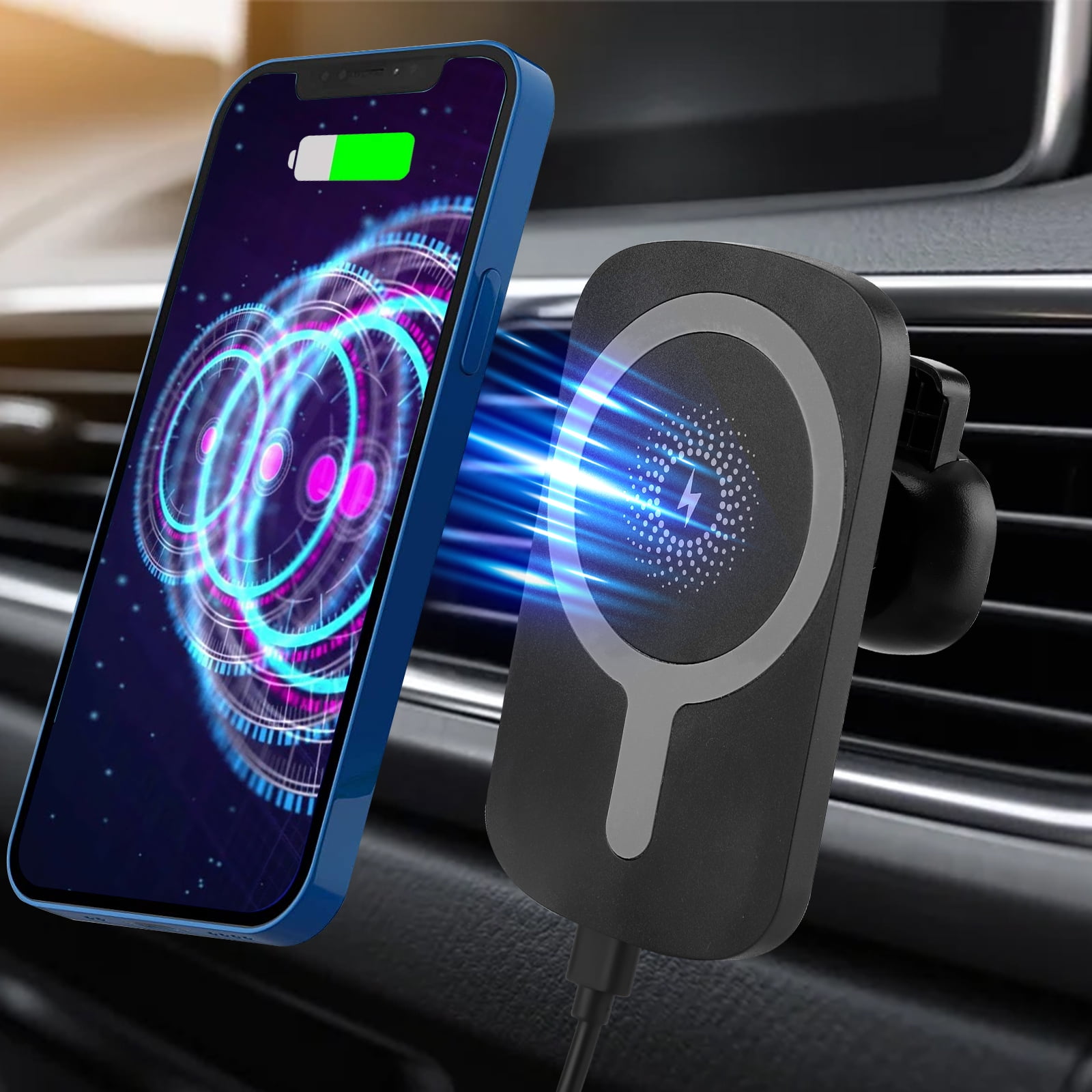 Fast Charging Compatible with iPhone 12/11 Wireless Car Charger Mount- Phone Holder for Car Wireless Charger- Qi Car Charger 15W/10W/7.5W/5W Galaxy S21/20 Auto-Clamping etc Air Vent Clip Fast Charging Compatible with iPhone 12/11 Wireless Car Charger Mount- Phone Holder for Car Wireless Charger- Qi Car Charger 15W/10W/7.5W/5W Galaxy S21/20 Auto-Clamping etc Air Vent Clip