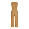 thumbnail image 3 of Women's Summer Cotton Linen Jumpsuits Loose V Neck Button Down Drawstring Wide Leg Pants Rompers Overall with Pockets, 3 of 3