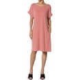 thumbnail image 1 of Robe T-Shirt Midi Longueur Genou à Manches Courtes Ajustée pour Femmes Grande Taille, 1 of 6