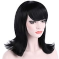 thumbnail image 6 of Onedor Women's Short Black Straight Hair 50s Cosplay Flip Wigs with Flat Bangs (1 - Black) …, 6 of 6